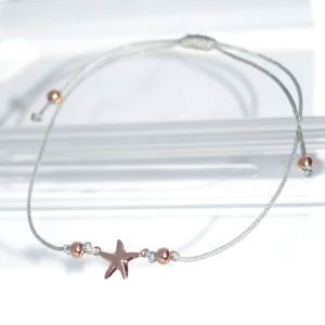 RI01352þBracelet Cordon Gris Etoile Rose