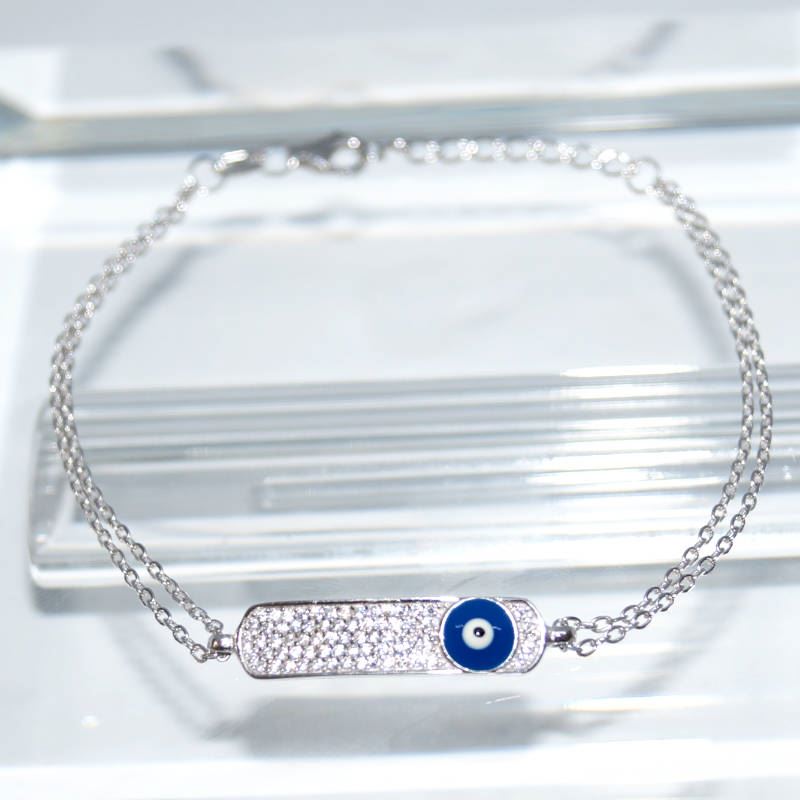 RI01403þBracelet Gourmette Pavee Oeil Turc