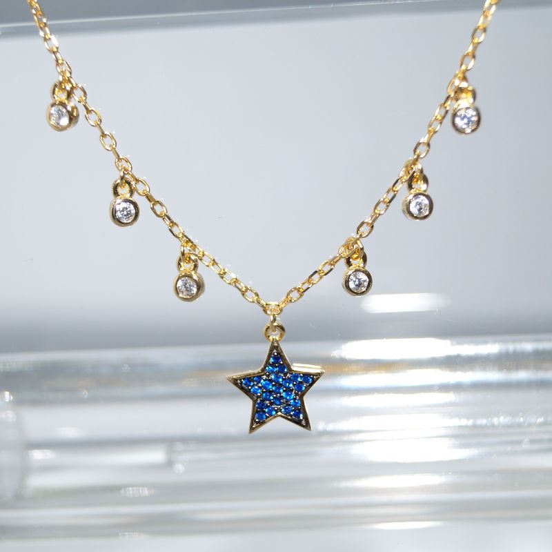 RI01467þCollier Lucky Charms Etoile Bleue Doree