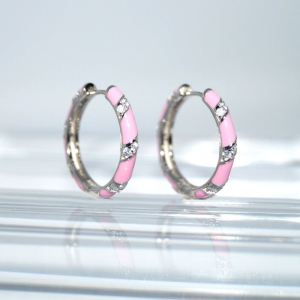 SL00540þBoucle Mini Creole Spiral Enamel Rose