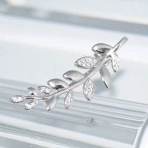 SL01046þBroche Feuilles Zircons