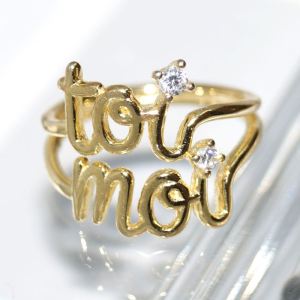 SL01144þBague Manuscrite Toi Et Moi Dore T54