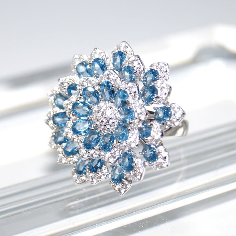 SL01157þBague Fleur Bleu Prestige T54