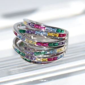 SL01158þBague Multiligne Baguette Multicolore T56