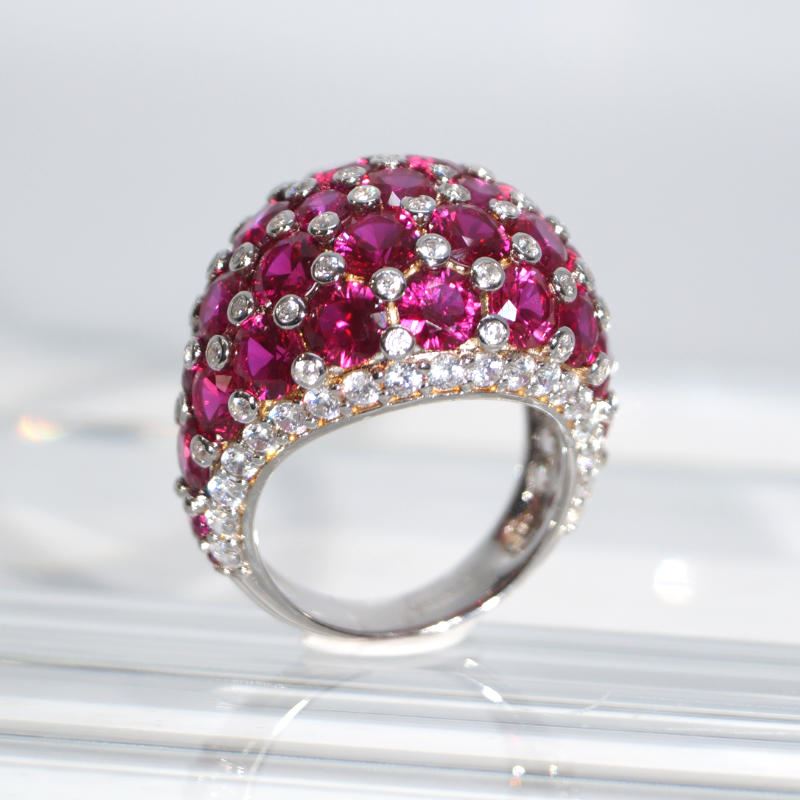SL01175þBague Cabochon Fuchsia Macropave T54