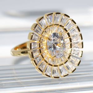 SL01184þBague Ovale Contour Baguette Dore