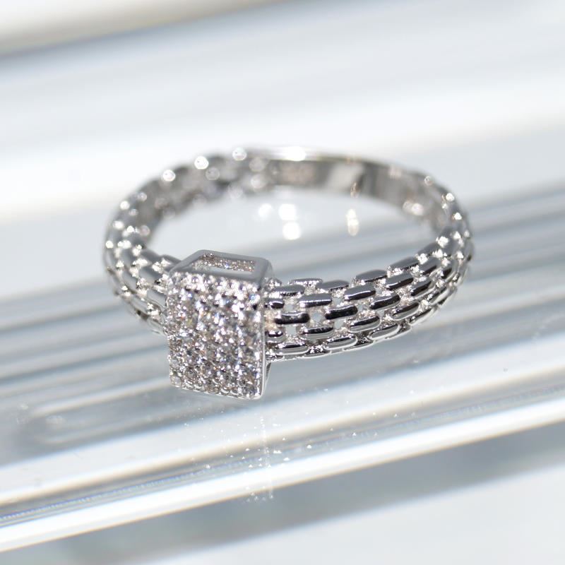 SL01186þBague Gourmette Pave T56