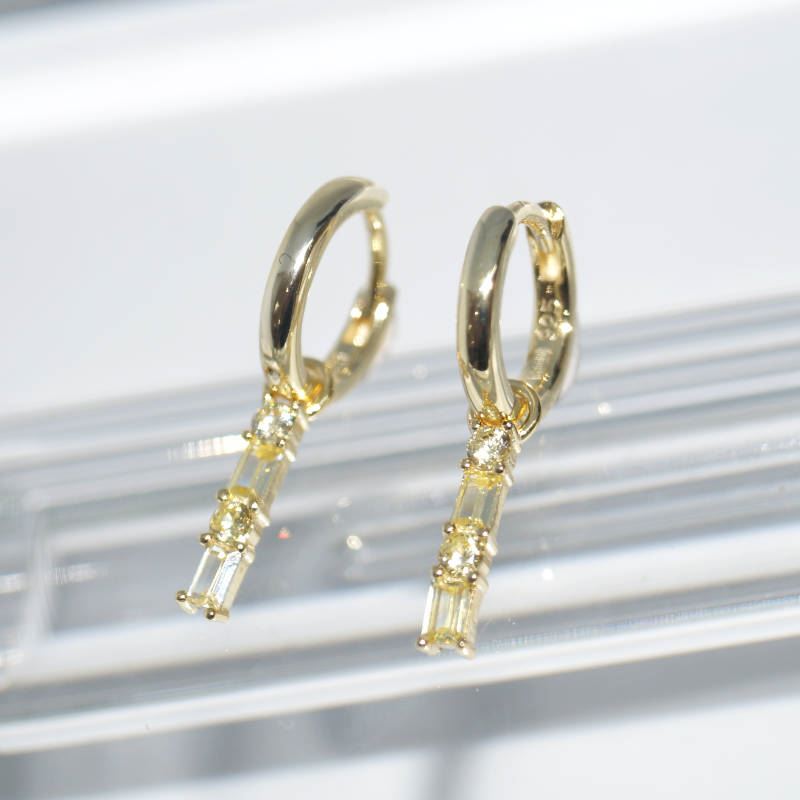 SL01305þBoucle Mini Creole Charms Baguette Dore