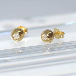 SL01318þBoucle Demi Boule Brillant Dore