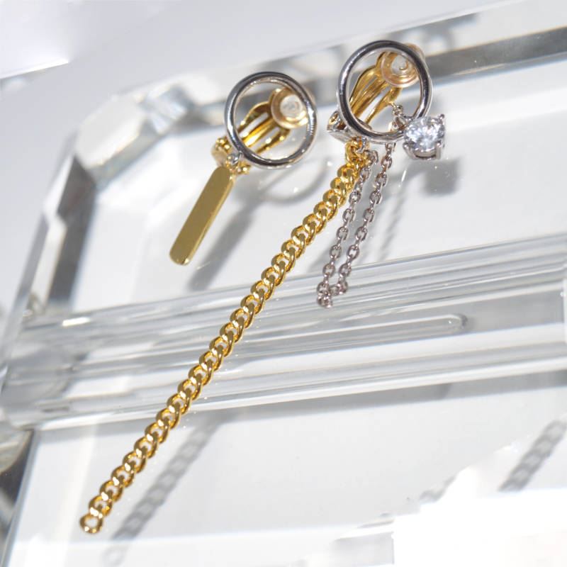 SL01347þBoucle Clip Asym Bicolor Chainette