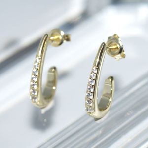 SL01348þBoucle Mini Demi Creole Goutte Dore Pave