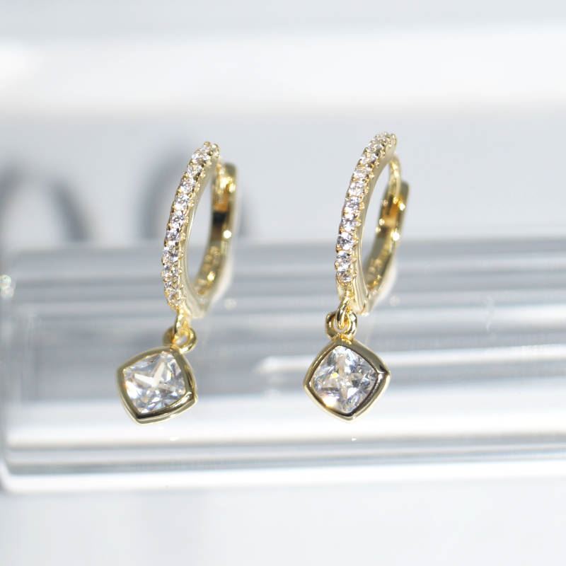 SL01351þBoucle Mini Creole Charms Losange Dore