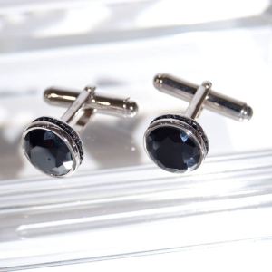 SL01411þBouton De Manchette Rond Onyx