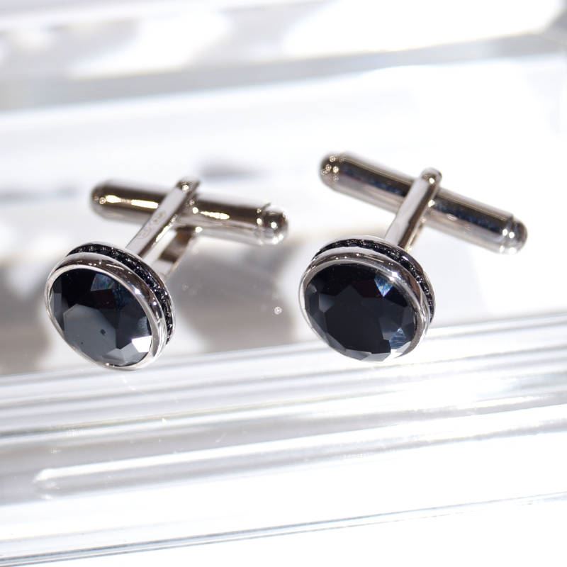 SL01411þBouton De Manchette Rond Onyx