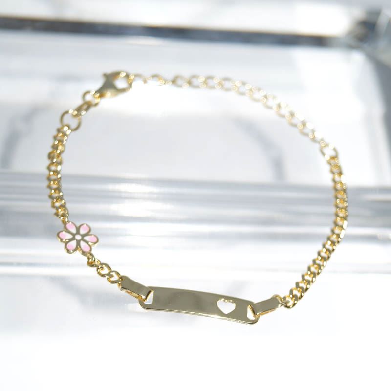 SL01471þBracelet Gourmette Dore Fillette Fleur