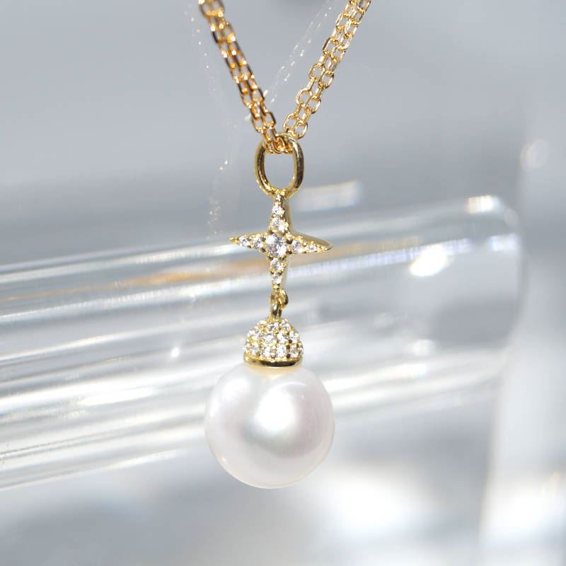 SL01524þCollier Perle Naturelle Dore Polaris