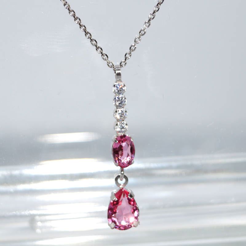 SX01178þCollier Goutte Precieuse Swarovski Rose