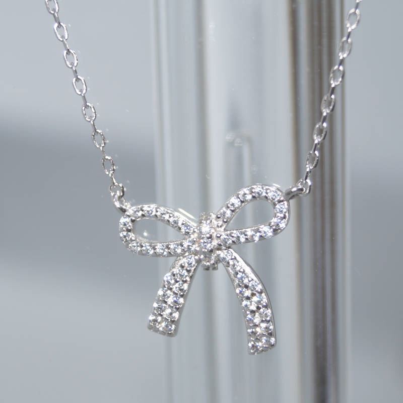 SX01314þCollier Noeud Rosette Pave