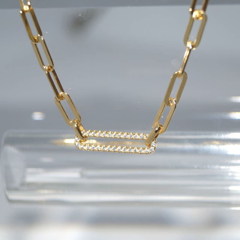 SX01325þCollier Link Barette Pave Dore 