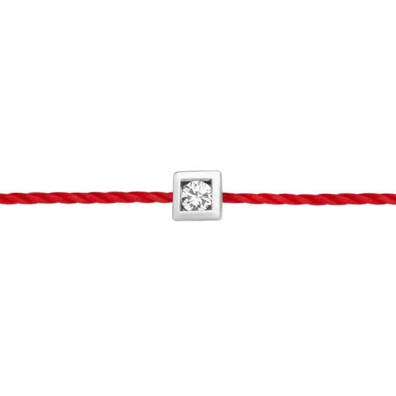 VS00004þBracelet Argent Fil Diamant Carre Rouge