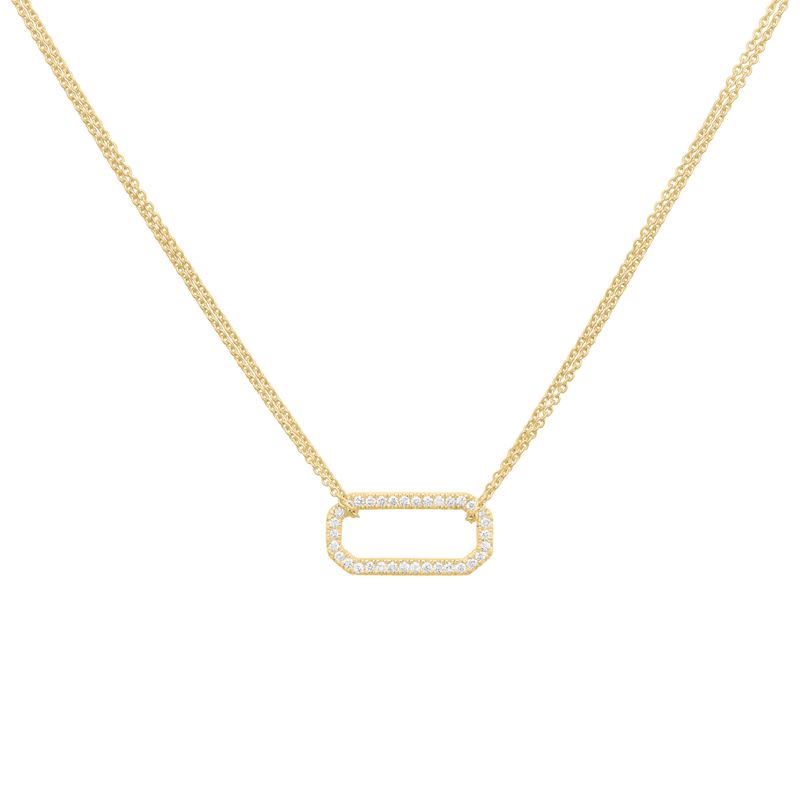VS00040þCollier Or Jaune Et Diamant Double Chainette Celeste