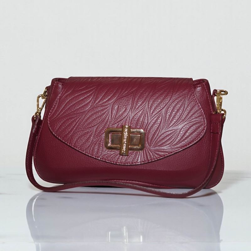SB00248þSac Cuir Olga Leaf Bordeaux