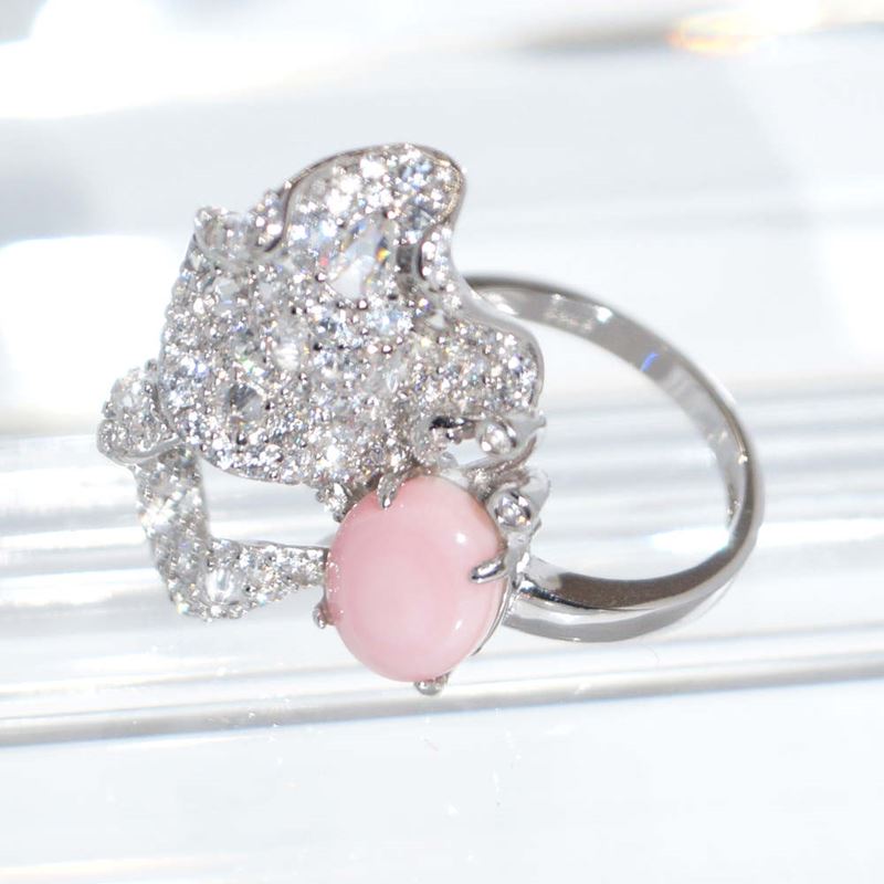 SL01608þBague Fleur aux Pétales Pavées Envolées