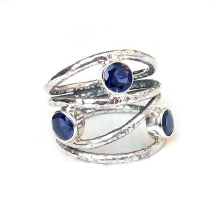 Silvesto India Natural Iolite Gemstone 925 Sterling Silver Ring