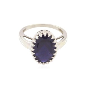 Silvesto India Natural Iolite Gemstone 925 Sterling Silver Ring