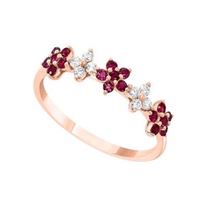 Silvesto India Ruby Gemstone And 925 Sterling Silver Micron Plated Ring