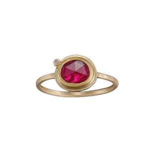 Silvesto India Ruby Gemstone And 925 Sterling Silver Micron Plated Ring