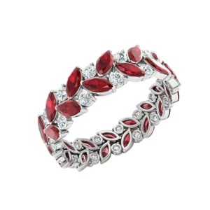 Silvesto India Ruby And Diamond Gemstone 925 Sterling Silver Ring