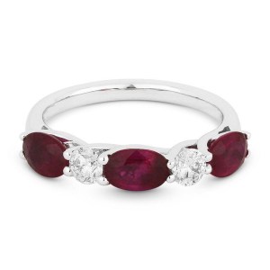 Silvesto India Ruby And Diamond Gemstone 925 Sterling Silver Ring