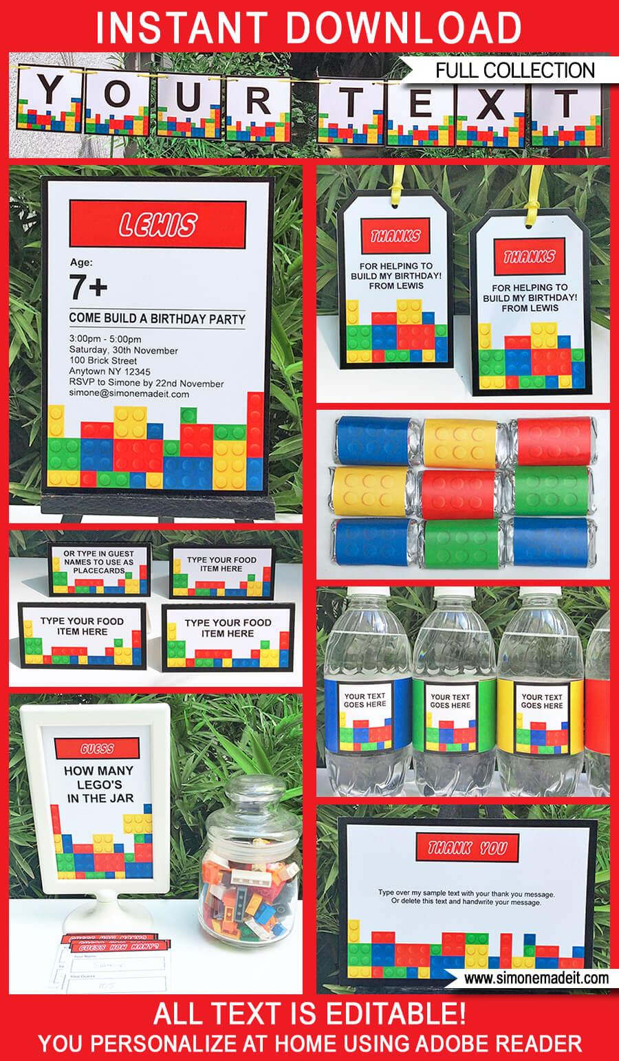 lego party printables invitations decorations templates birthday party