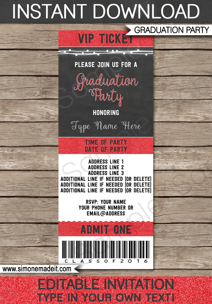 graduation ticket invitation template