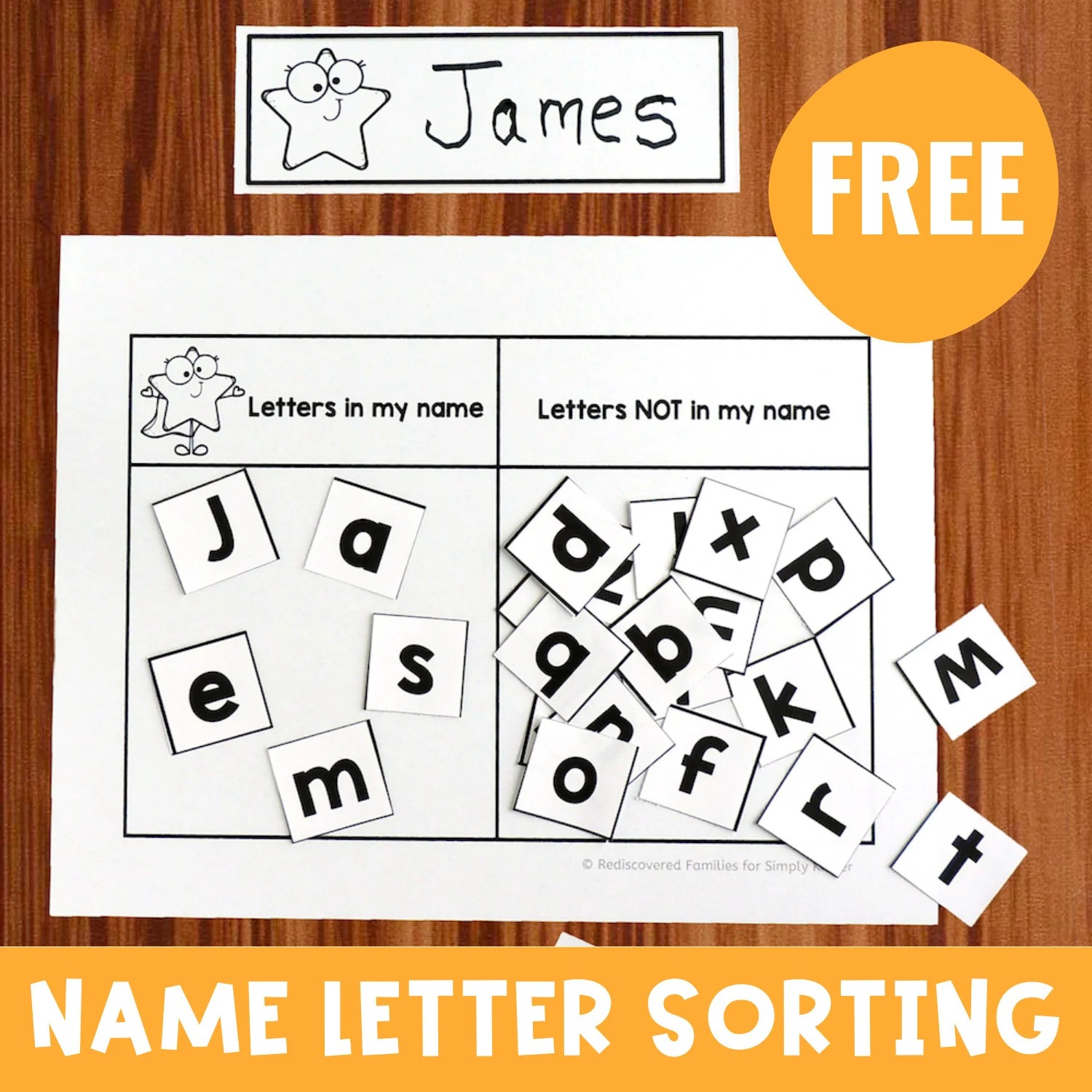 sorting game to help kinders learn their names free printable simply kinder