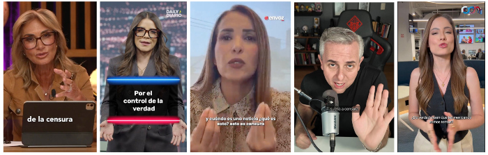 Comunicadoras y comunicadores que se unieron a la narrativa de acusar censura 