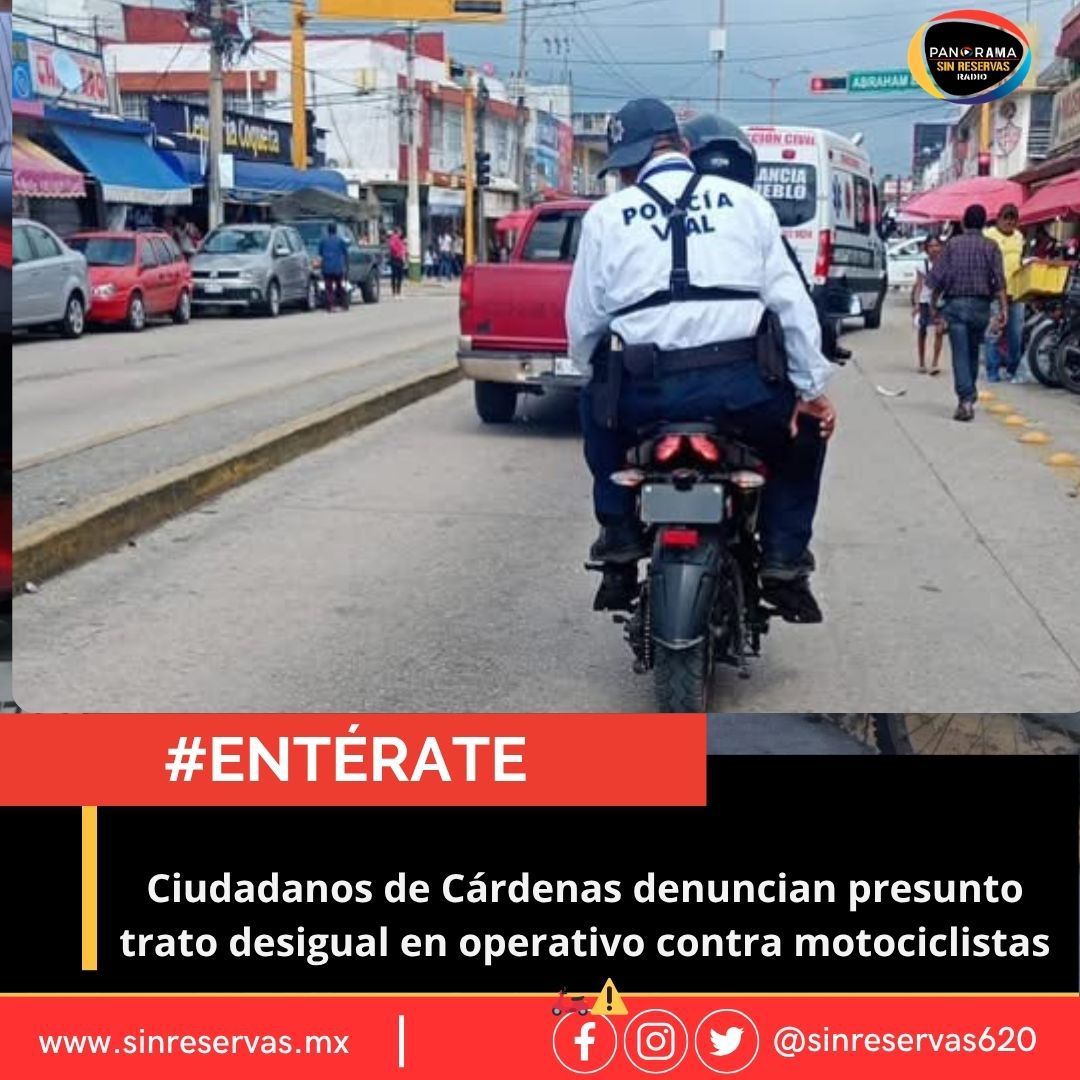 CIUDADANOS DEL MUNICIPIO DE CARDENAS DENUNCIAN PRESUNTO TRATO DE DESIGUALDAD EN OPERATIVO CONTRA MOTOCICLISTA