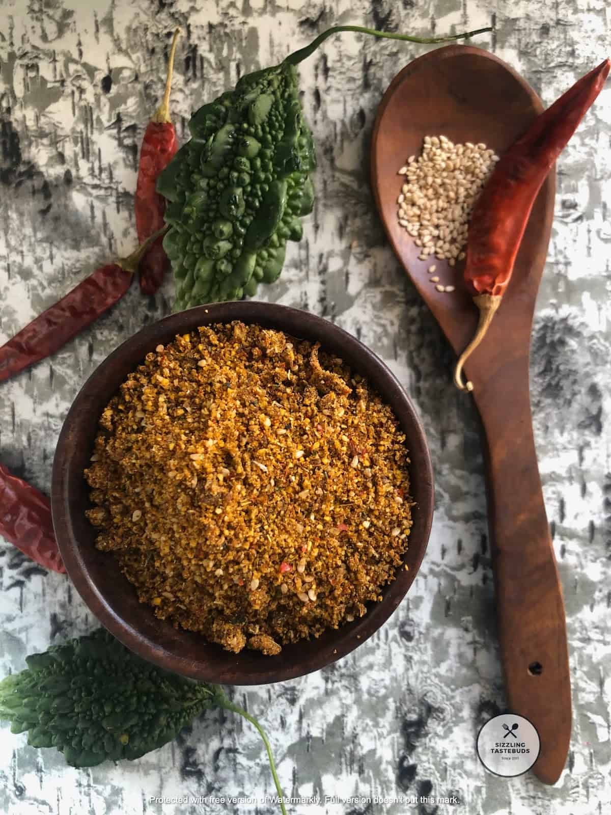 5.1 cup water, 1/4tsp bitter gourd . Kakarakaya Karam Podi Video Recipe Andhra Special Bitter Gourd Spice Powder Sizzling Tastebuds