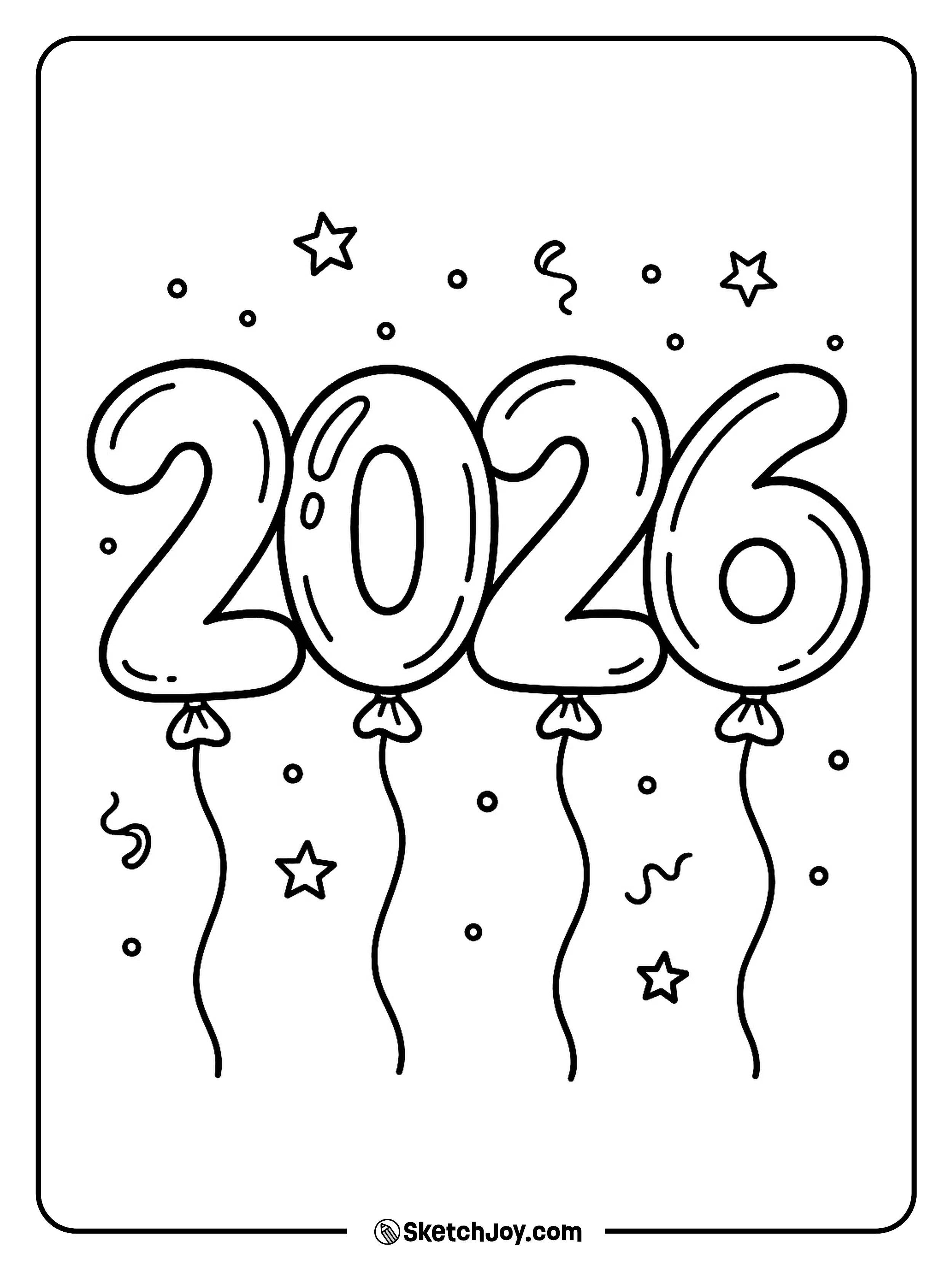 New Years Coloring Pages 2026 Printable Rossy Printable Balloon Numbers 2026