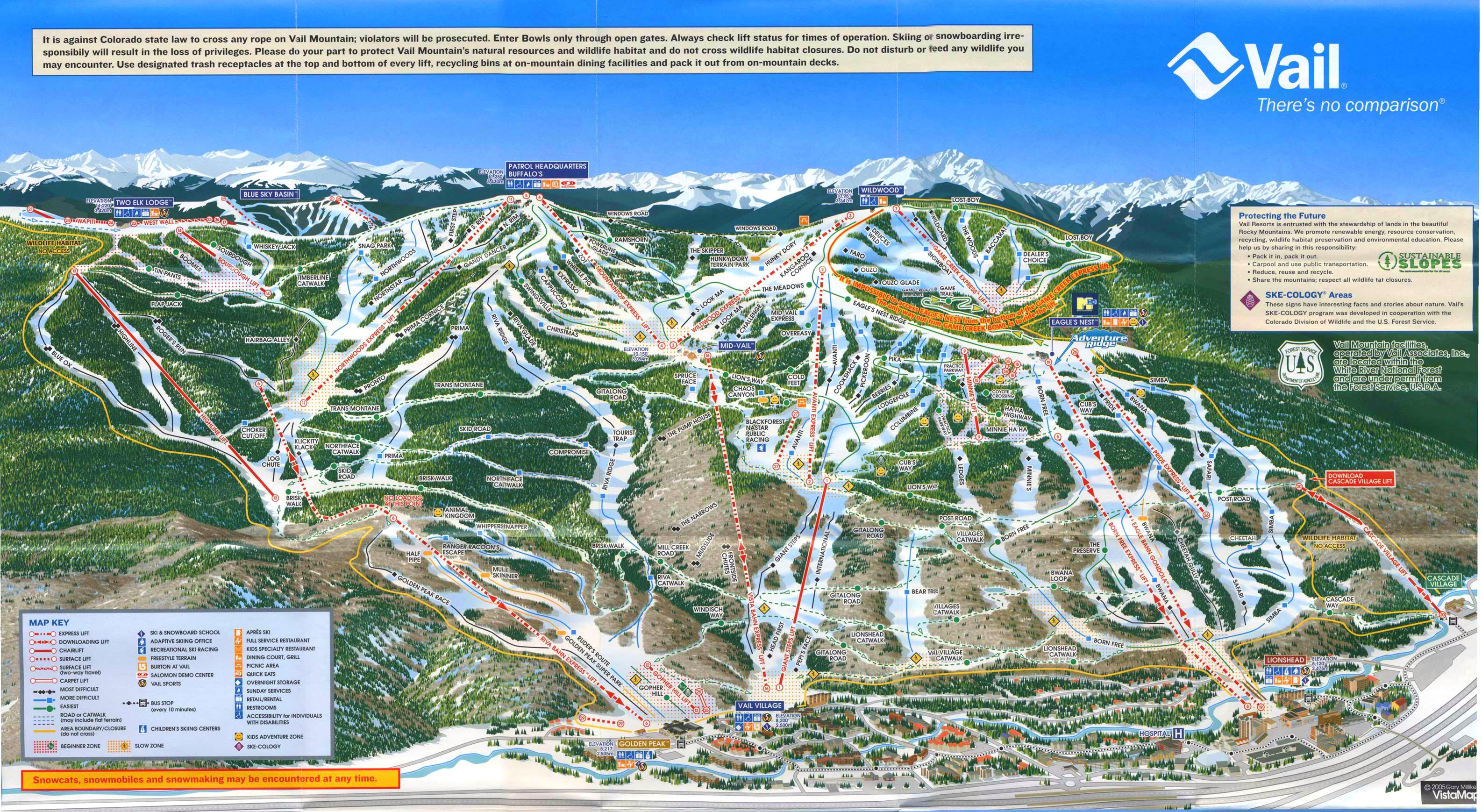 Vail Resorts Locations Map Vail Trail Map NJHW Vail Front Side Ski Map 
