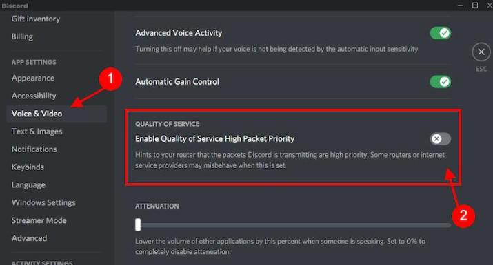 enable quality of service high packet priority