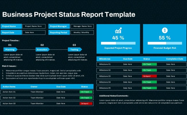 Executive Project Status Report PPT Templates - SlideKit