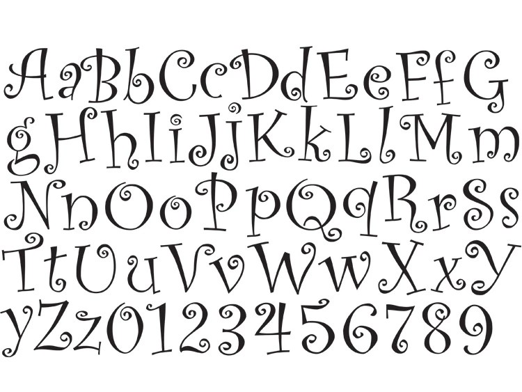curly black letter decal large