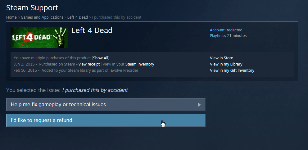 Steam How To Refund Games 2024 Steam Refund Purchase Step 