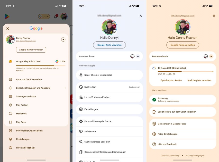 Neur Konto-Wechsler Google Apps