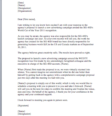 Sample Proposal Letter Smart Letters