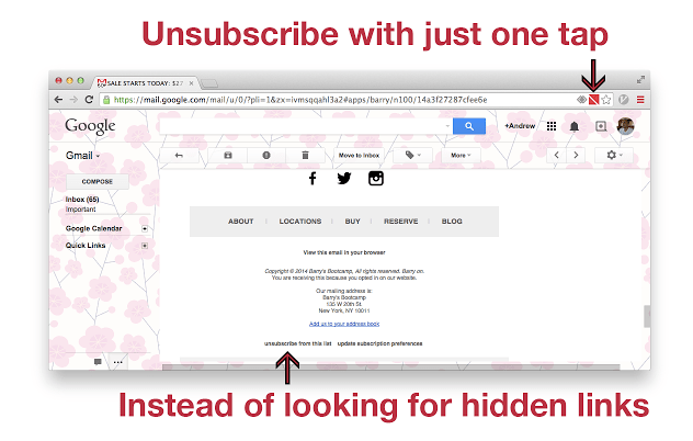 unsubscribe button