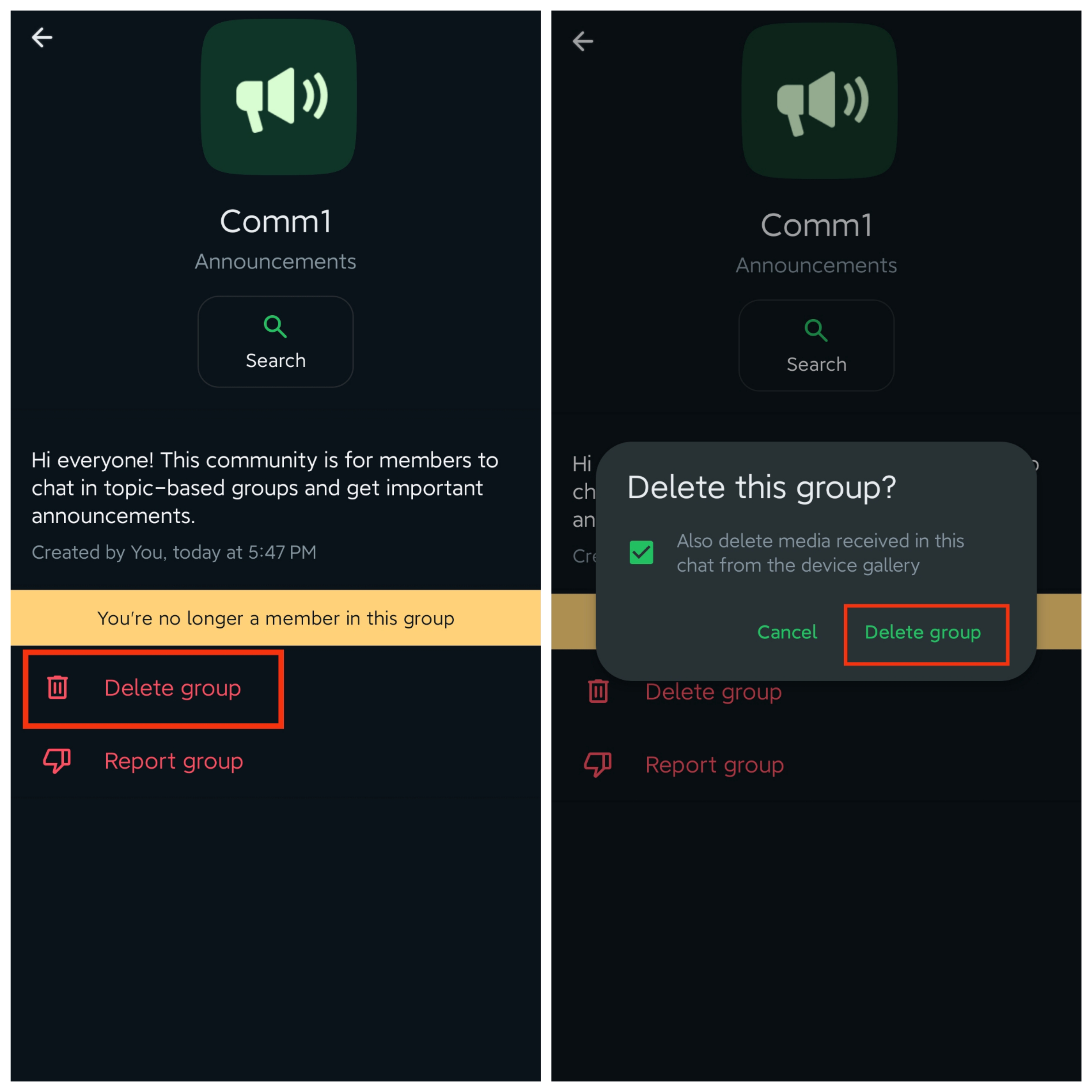 Delete Community