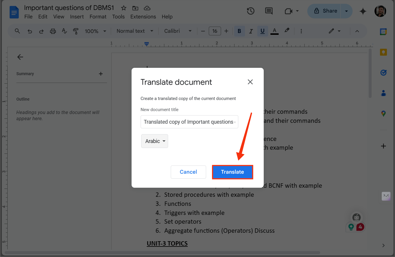 انقر فوق ترجمة